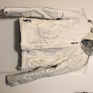 White and purple snowboard coat